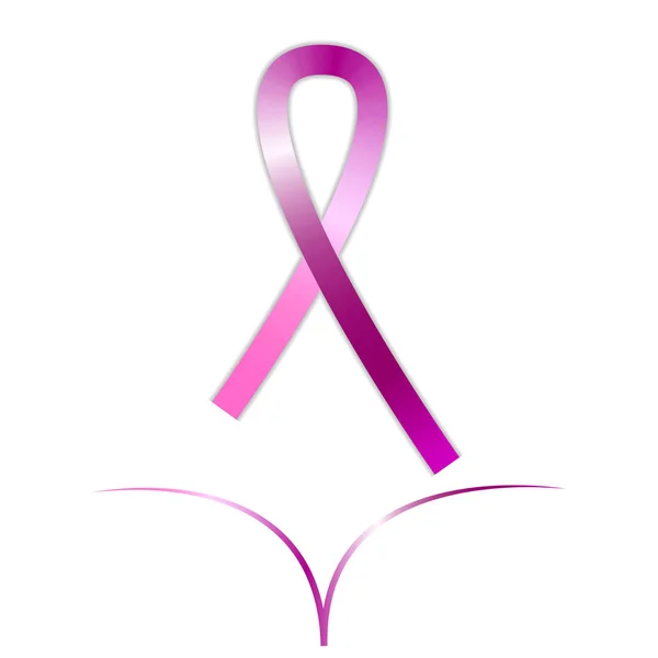 Pink ribbon icon, breast cancer awareness symbol, vector illustration — Stock Vector