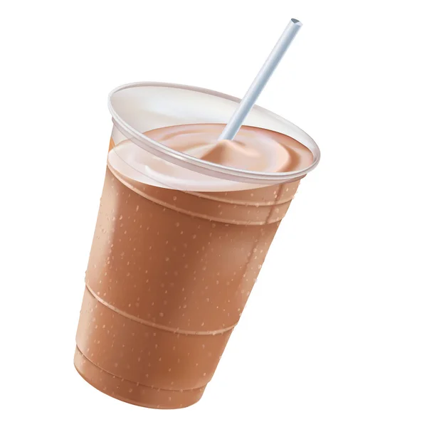 Çikolatalı Milkshake veya buzlu kahve — Stok Vektör