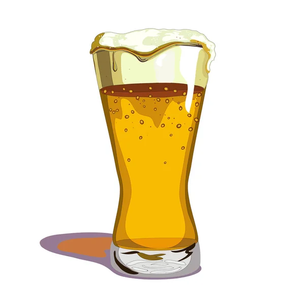 Köpük uzun bardak bira — Stok Vektör