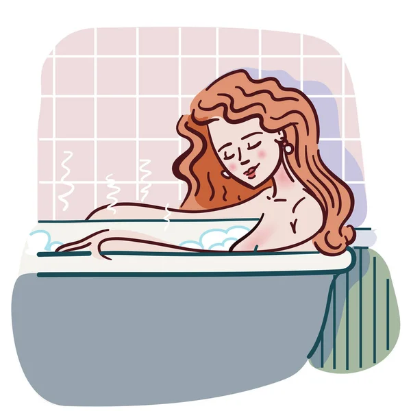 Kvinna i ett badkar. — Stock vektor