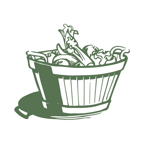 Wicker Vegetable Basket — Stock Vector