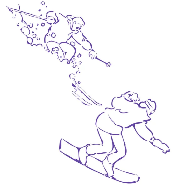 Figures Ski et Snowboard — Image vectorielle