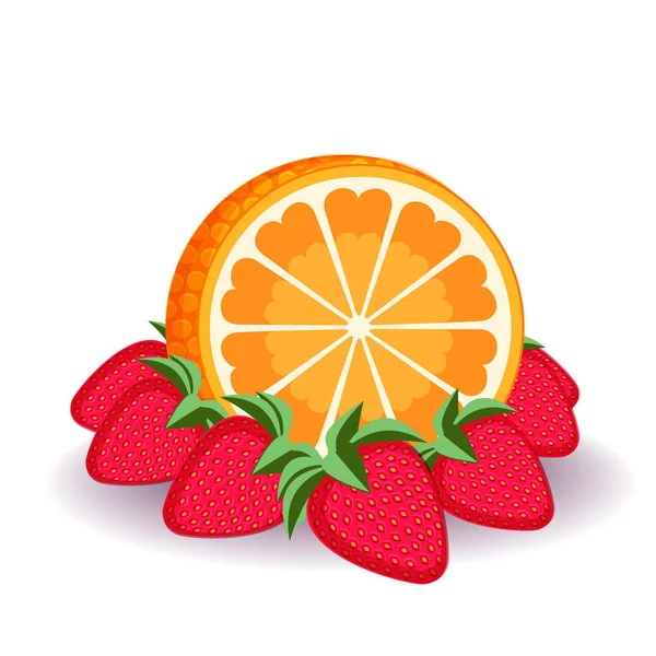 딸기와 오렌지 — 스톡 벡터