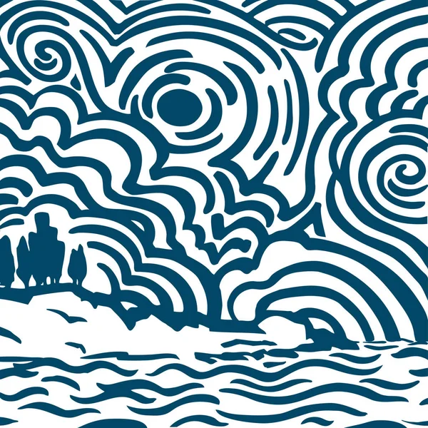 Rivage de mer tourbillonnant — Image vectorielle