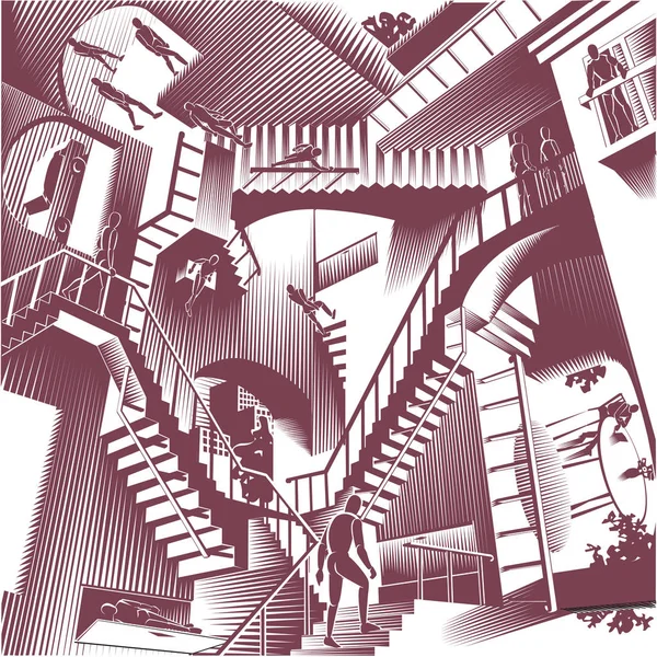 Escadas de labirinto de confusão — Vetor de Stock