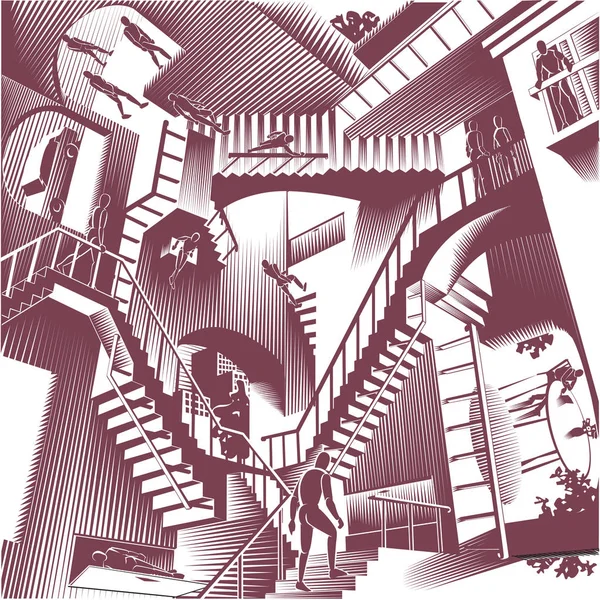 Confusion Maze Stairs — Stock Illustration Confusion Maze Stairs Stock Vector