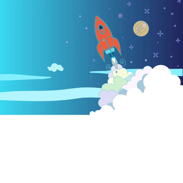 Rocket Rompiendo Nubes — Vector de stock