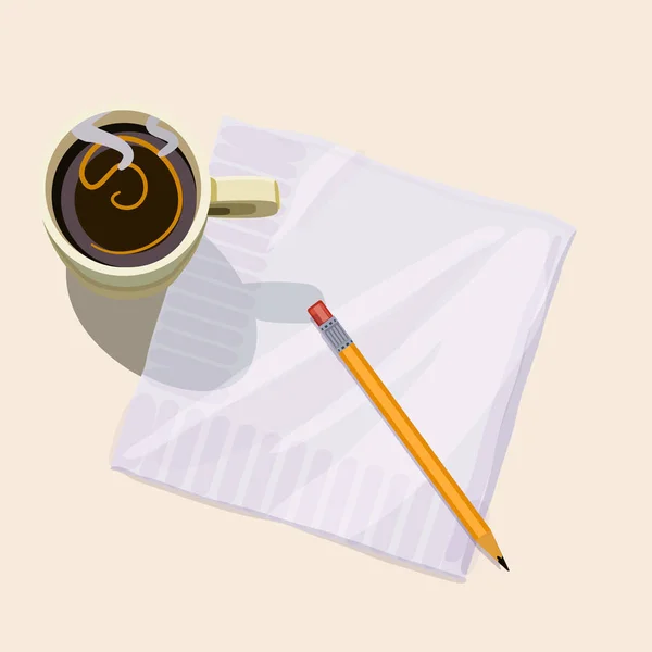 Kahve peçete kalem — Stok Vektör