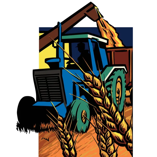 Vintage traktör, buğday Tahıl hasat.