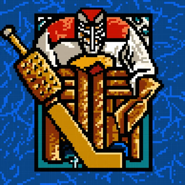 Pixel Hockey keeper — Stockvector