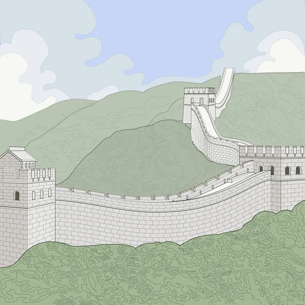 中国の万里の長城 — ストックベクタ