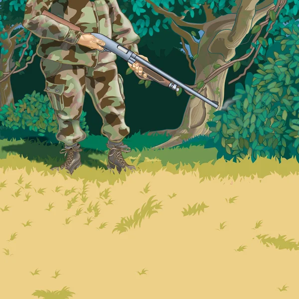 Fusil de chasse fumeur Hunter — Image vectorielle