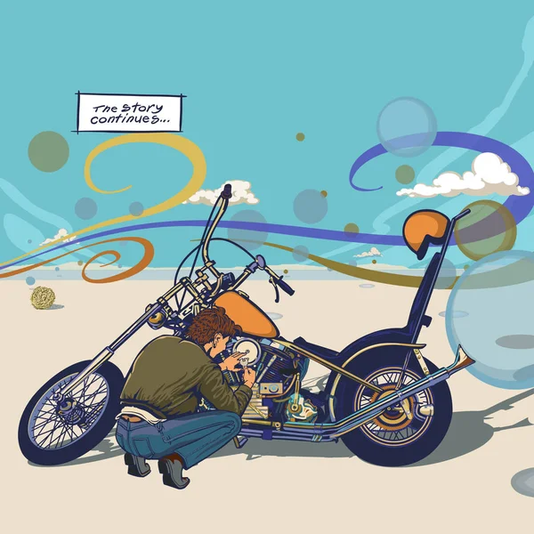 Oprava motocyklu jezdec — Stockový vektor