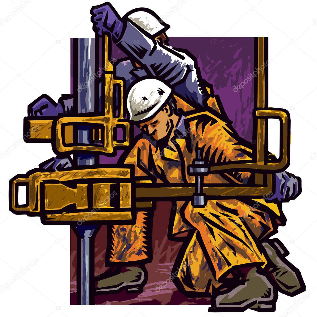 Oil Riggers Working
