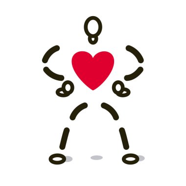 Dinamik olarak şekil el HIPS, bir vücut için bir kalp ve kollar ve bacaklar için kesik çizgiler ile poz verdi.