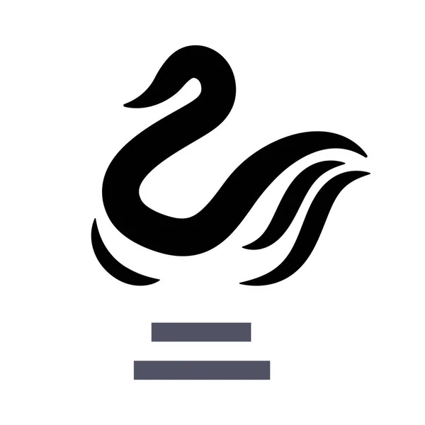 Swan Grafisch Pictogram Met Twee Rijen Van Het Aangegeven Type — Stockvector
