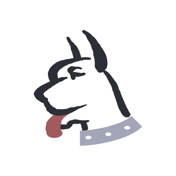 Голова Собаки Вид Три Четверти Шипованным Воротником Виде Двухцветной Иконки — стоковый вектор