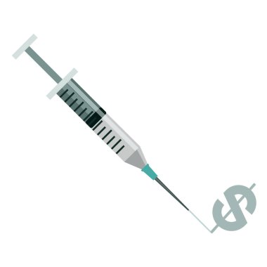 Tıbbi Şırınga iğnesi enjektör uygulama aygıtı ile bir dolar işareti püskürtüyor