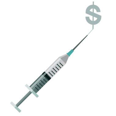 Tıbbi Şırınga iğnesi enjektör uygulama aygıtı ile bir dolar işareti püskürtüyor