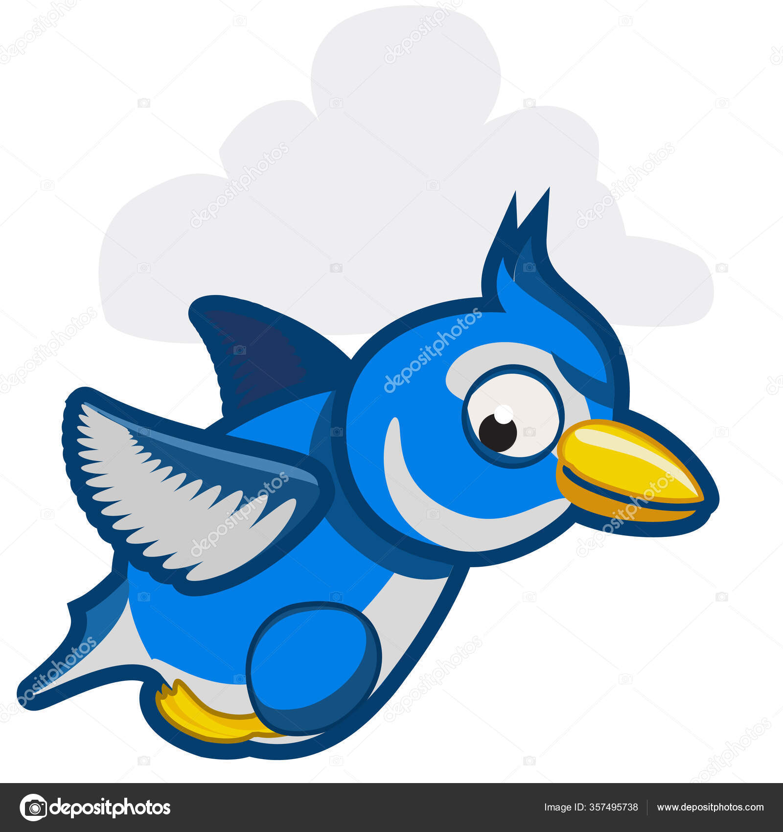 Blue Jay Bird Flying Cloud Stock Vector by ©aroderick 357495738