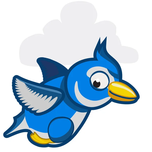 雲の上を飛ぶ青いジェイ鳥 — ストックベクタ