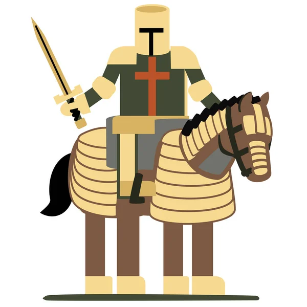 メール保護と馬のヘルメットと鎧の光の色の騎士 — ストックベクタ
