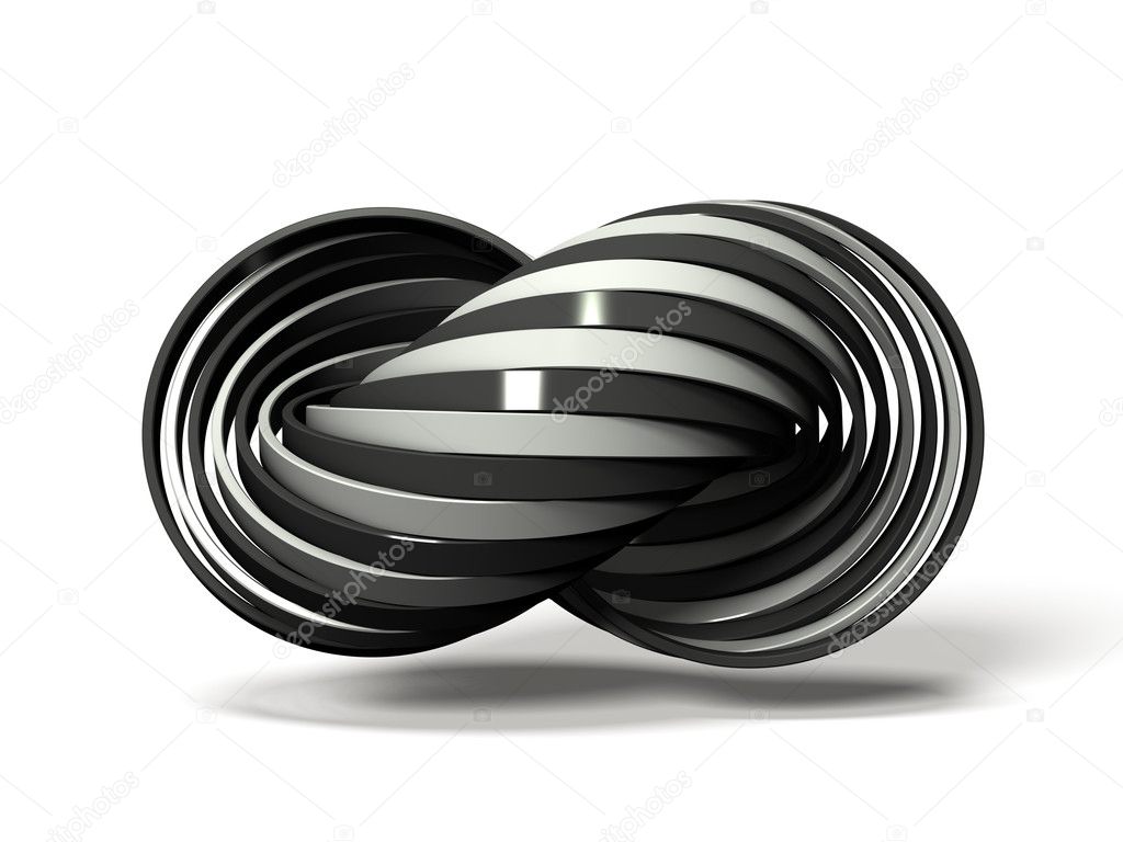 Many white and black rings overlap alternately.