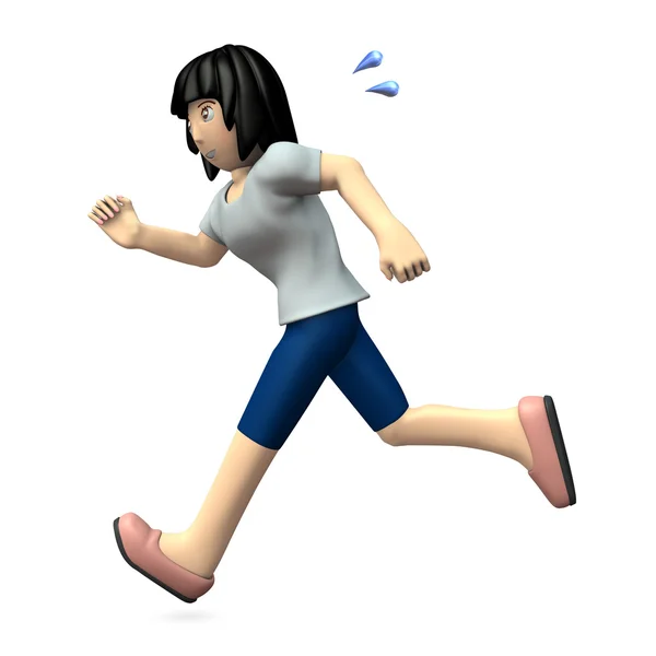 Jovem mulher está correndo . — Fotografia de Stock