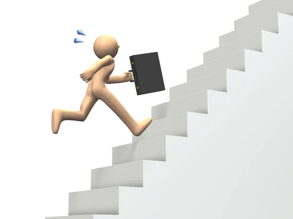 Biznesmen biegać po schodach. na białym tle obraz. — Zdjęcie stockowe