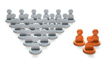 İki etnik gruplar. Azınlık grubu ve büyük grup.