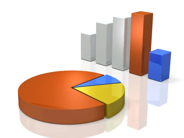 Balkendiagramm und Kuchendiagramm. Hintergrundbild. — Stockfoto