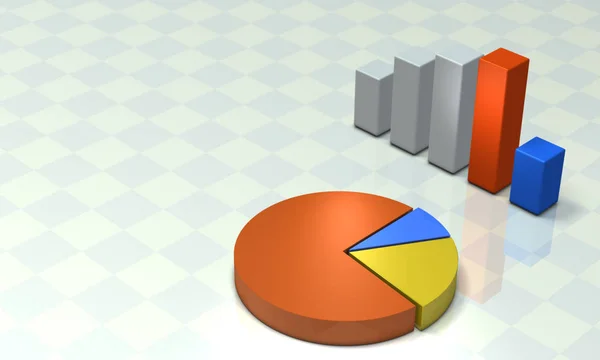 Bar graph and pie chart. Background image.