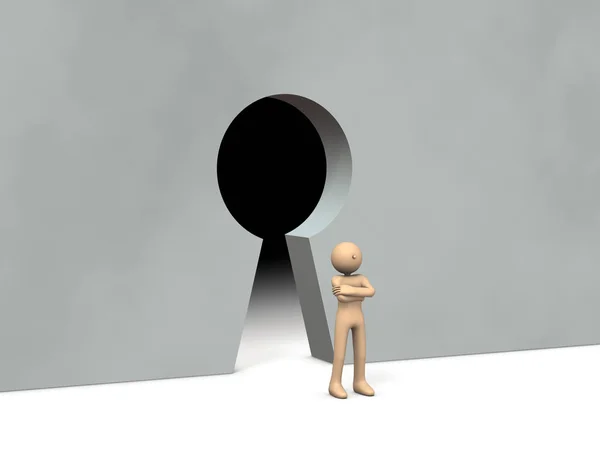 The gatekeeper in front of the keyhole. — Stock Photo, Image