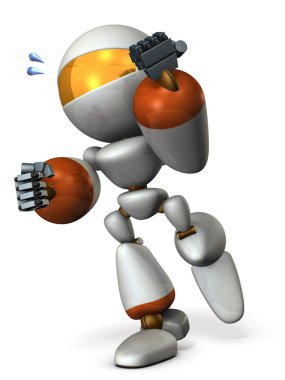 Şirin bir robot heyecanlı. 