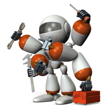 Birçok silah ile çok fonksiyonlu makine robot. 