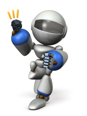 Şirin bir robot heyecanlı. 