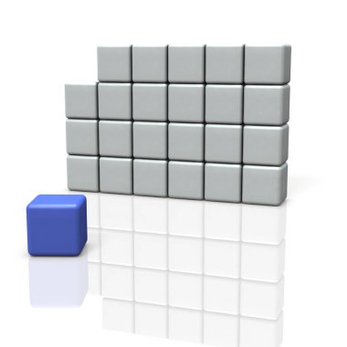 Grubun tek bir kutudan. Bağımsızlık temsil eder. 3D çizim