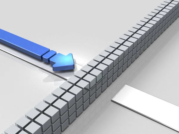 Hindernisse Auf Dem Weg Ein Pfeil Steht Für Stagnation Illustration — Stockfoto