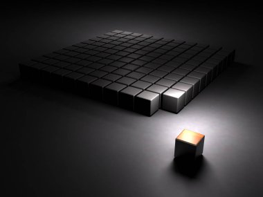Okuldan atılmayı temsil eden soyut bir tasvir. Karanlık arka plan. 3d illüstrasyon