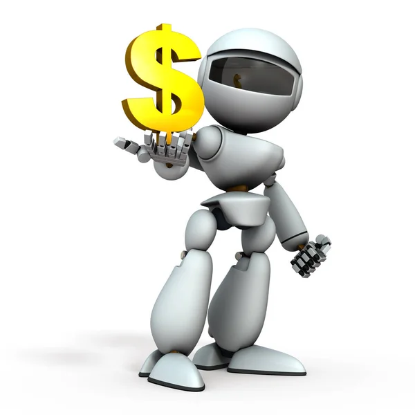 Робот штучного інтелекту має символ валюти у своєму h — стокове фото