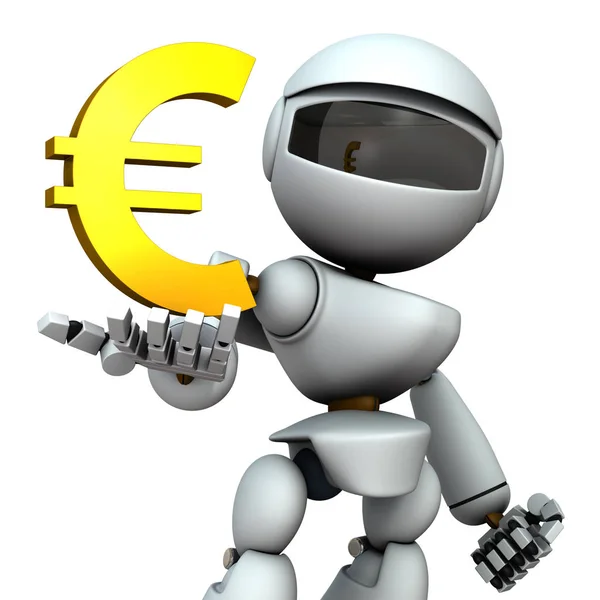 The artificial intelligence robot has a currency symbol in its h — Stock Photo, Image