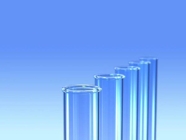 Imagem renderizada de cinco tubos de ensaio. Representa um teste médico. . — Fotografia de Stock
