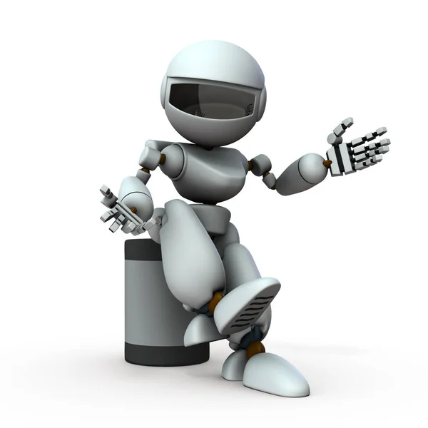 Robô Inteligência Artificial Que Relaxa Fala Com Você Fundo Branco — Fotografia de Stock