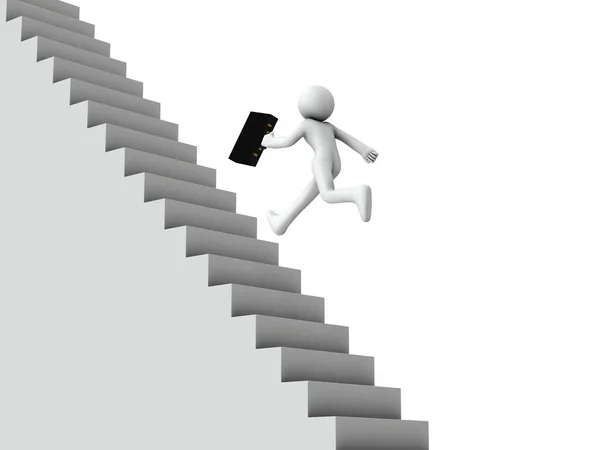 Biznesmeni Biegający Długich Schodach Metafora Biznesowa Białe Tło Ilustracja — Zdjęcie stockowe