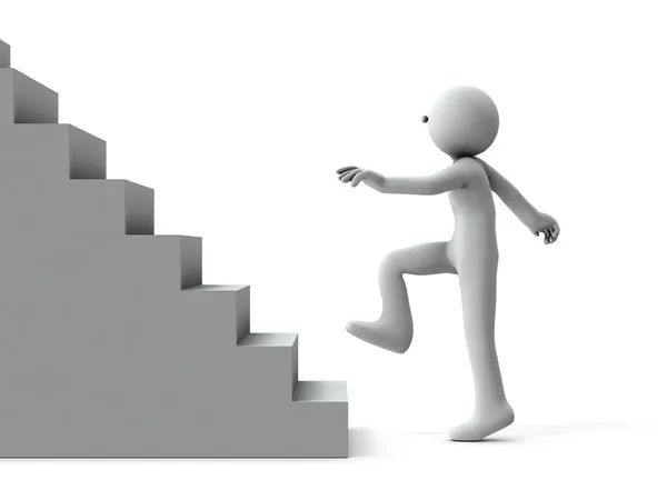 Человек Который Начинает Подниматься Лестнице Новый Вызов Белый Фон Иллюстрация — стоковое фото