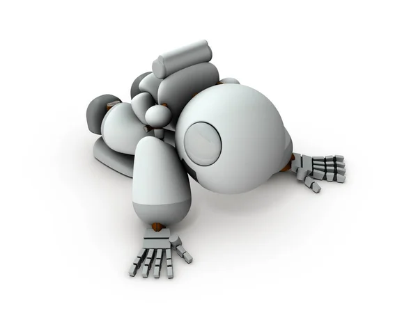 Kunstmatige Intelligentie Robots Knielen Neer Hij Wanhopig Witte Achtergrond Illustratie — Stockfoto