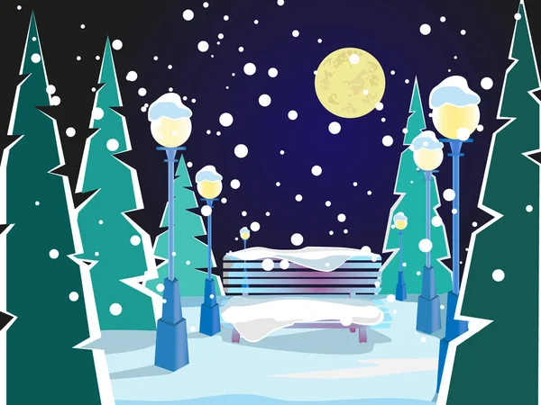 's avonds winterlandschap — Stockvector