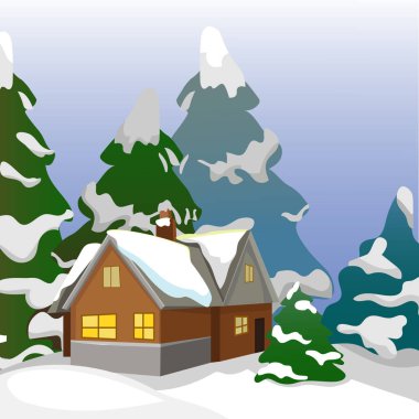 Ev orman manzara arka plan üzerinde. 