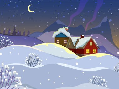 Kış manzarası. Arka plan manzara.