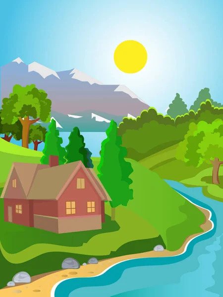 Summer vector landscape. Rural landscape